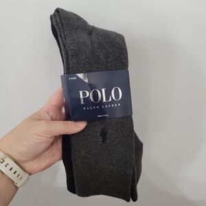 NWT Polo Ralph Lauren Men's Socks 3 Pack Black Navy Grey Sizes 6 - 12.5 Business